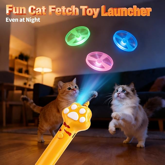 BABORUI Cat Toy Disc, 32Pcs Interactive Cat Fetch Toy Flying Discs, Flying Enrichment Toys for Indoor Bored Kittens & Adult Cats (32Pcs)
