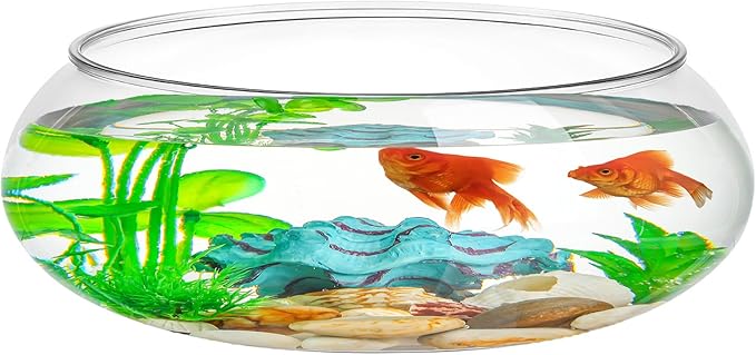 Transparent Aquarium Tank 0.74 Gallon Desktop Betta Fish Bowl for Home Office Decor Clear Acrylic Shallow Fish Tank for Plants and Aquatic Pets