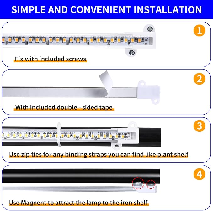 Hywyimlait 13 Inches Strip Growing Lamp for Indoor Plants, 3500K Full Spectrum LED Grow Light Strips with Auto ON/Off, 3/9/12H Timer & 10 Dimmable Levels for Green House Succulent (2 Head×3 Pack)