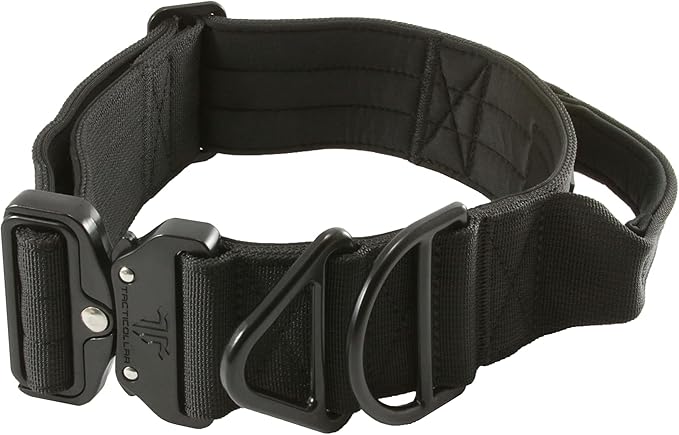 Tacticollar - 2 inch Tactical Dog Collar with Handle for Medium and Large Dogs, Mil Spec Nylon Collar, Quick-Release Metal Buckle, Neoprene Padded Inside (Large, Black)