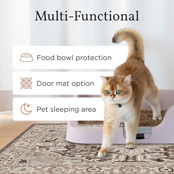 Lovewag Pets Cat Litter Box Mats 2 Pack - Medium 28x41 Inch Machine Washable, Easy Clean, Non-Slip, Waterproof Mats for Indoor Cats - Kitty Litter Mess Control & Pet Urine Floor Protection (Blue Mesa)