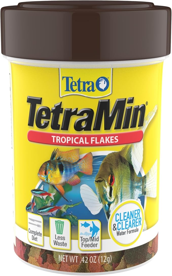 TetraMin Tropical Flakes Fish Food, 0.42 oz | Complete Daily Diet For Top-And-Mid Feeding Tropical Fish, Protein For Growth & Prebiotics for Digestion, Clear Water Formula