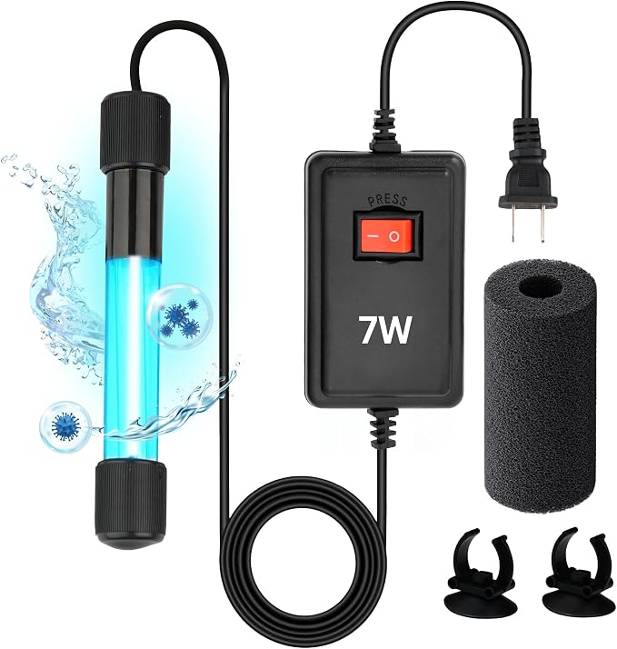 7W Water Clarifying Light for Aquarium – 7-Watt Aquarium Light with 9.84 ft Cord for Filters, Sumps, and Small Ponds | Helps Clear Green Water, Reduce Cloudiness & Promote a Bright Clear Tank