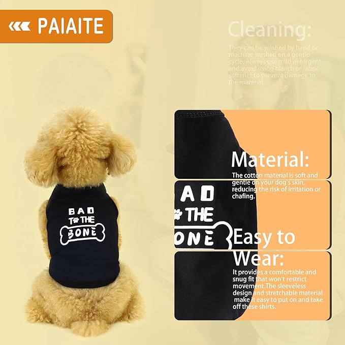 Discover Cozy Cotton Canine Wear: Soft, Lightweight, and Breathable Dog Shirt Vest with Eye-Catching Graphics(Bad to The Bone), Keeping Your Furry Friend Warm and Comfy! Grey XXL