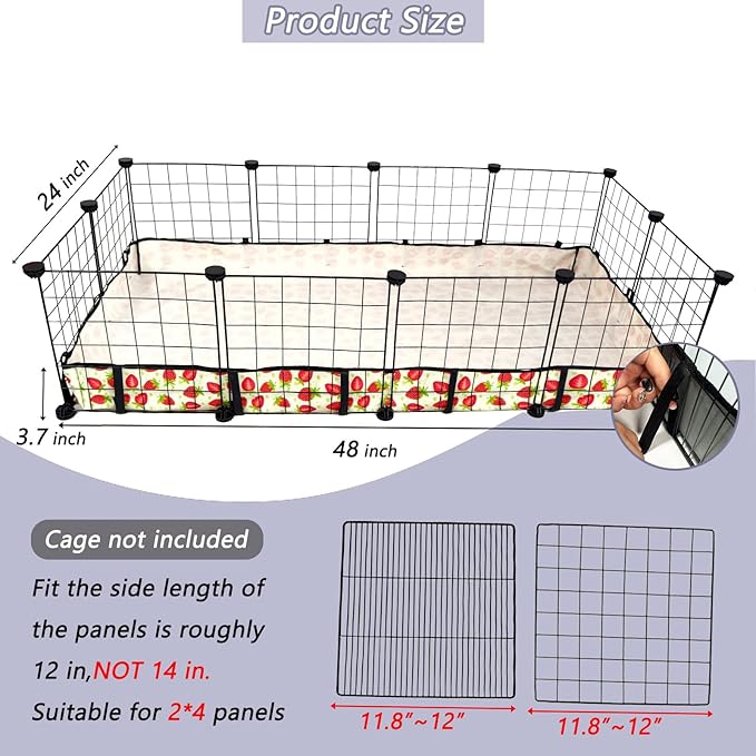 Guinea Pig Cage Liner，Washable Waterproof Oxford Cloth Cage Liners for Small Animals,Hamster Chinchilla Hedgehog Rabbit and Other Small Animals Not Include Cage (24x48 inches)