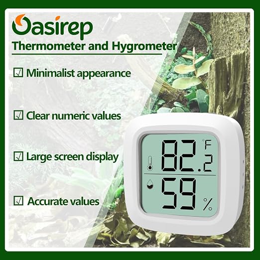 4-Pack Reptile Thermometer and Hygrometer – Digital LCD Temp & Humidity Meter for Bearded Dragon, Snake, Lizard Tanks, Incubation Boxes, Plant Terrariums & Indoor Use
