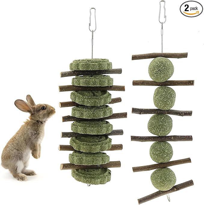 2PCS Rabbit Teething Sticks, Wooden Sticks for Animals to chew and Play with, improving Dental Health
