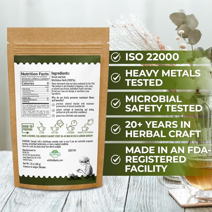 1.8 oz. Dried Mistletoe Herb Tea Goat'S (Viscum) - 50g Mistletoe Herb Herbal Tea Muerdago