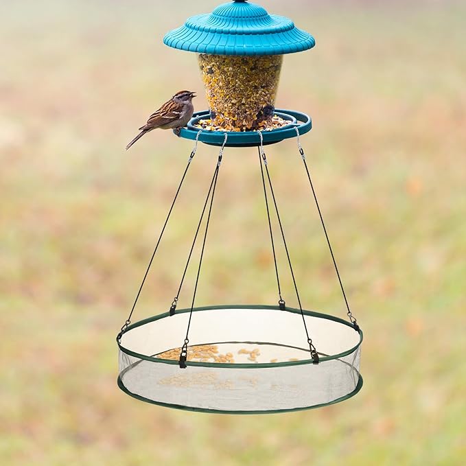 FoldTier 2 Pieces Universal Wild Bird Seed Catcher Hanging Hoop Platform Bird Seed Catcher Tray for Hummingbird Feeders Bee Feeder Outdoor Garden Accessories (24 Inch)