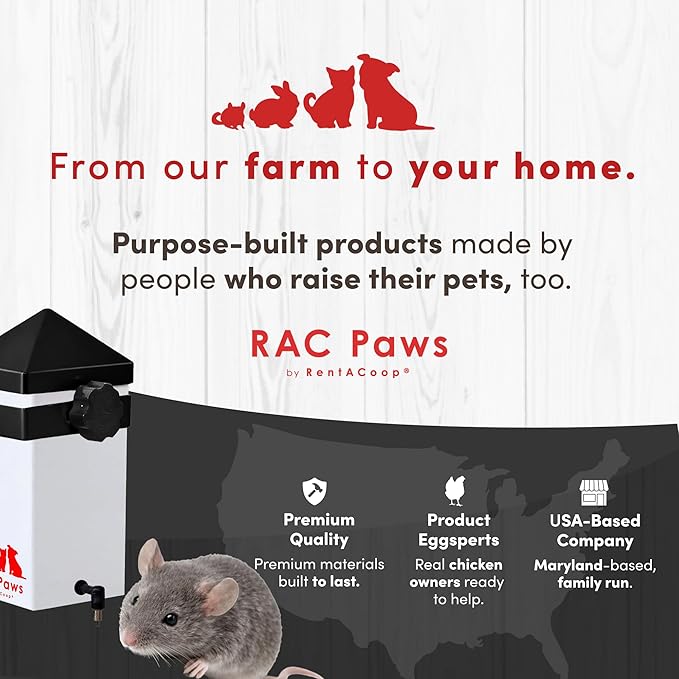 RentACoop 64oz (2 Liter) Small Animal Drinker with Sliding Lid and No-Drip Brass Nozzle - Suitable for Small Pets, Bunnies, Hamsters, Guinea Pigs, Hedgehogs, Rabbits, Chinchillas, Mice and Rats
