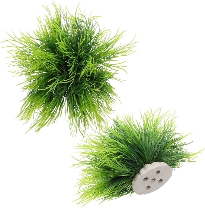 3 Pack Aquarium Plants Plastic Realistic Fish Tank Plants with Weighted Base Small Aquarium Grass Fish Tank Decorations (Green)