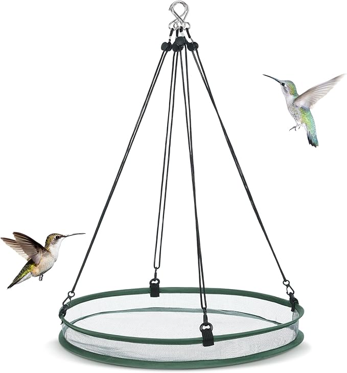 FoldTier 1 Pieces Universal Wild Bird Seed Catcher Hanging Hoop Platform Bird Seed Catcher Tray for Hummingbird Feeders Bee Feeder Outdoor Garden Accessories (20 Inch)