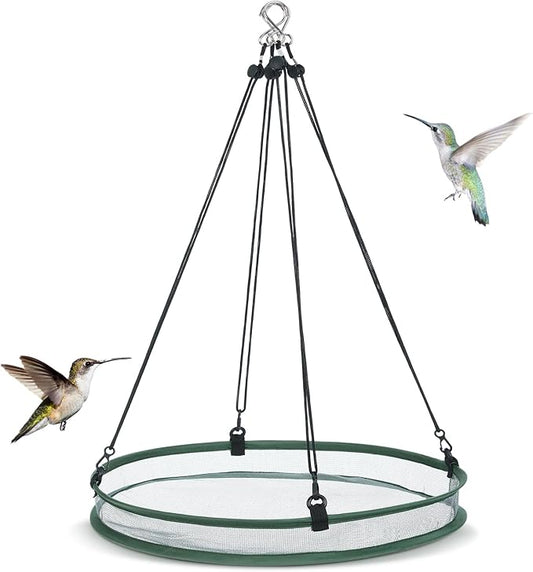 FoldTier 1 Pieces Universal Wild Bird Seed Catcher Hanging Hoop Platform Bird Seed Catcher Tray for Hummingbird Feeders Bee Feeder Outdoor Garden Accessories (20 Inch)