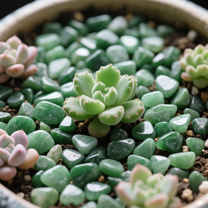 Aquarium Gravel 0.96LB Succulent Rocks Natural Pebbles Vase Filler Home Fish Tank Decor Crushed Stones Quartz Tumbled Polished Bulk - Green Aventurine