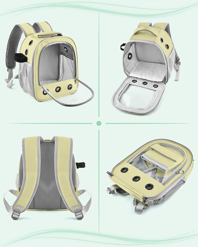 DBNESS Guinea Pig Carrier Backpack, Portable Rabbit Travel Carring Bag for Pet Bunny Sugar Chinchilla Gerbil Bearded Dragon Hamster Parrot Outgoing Pouch Case with Water Bottle Holder & Detachable Pad