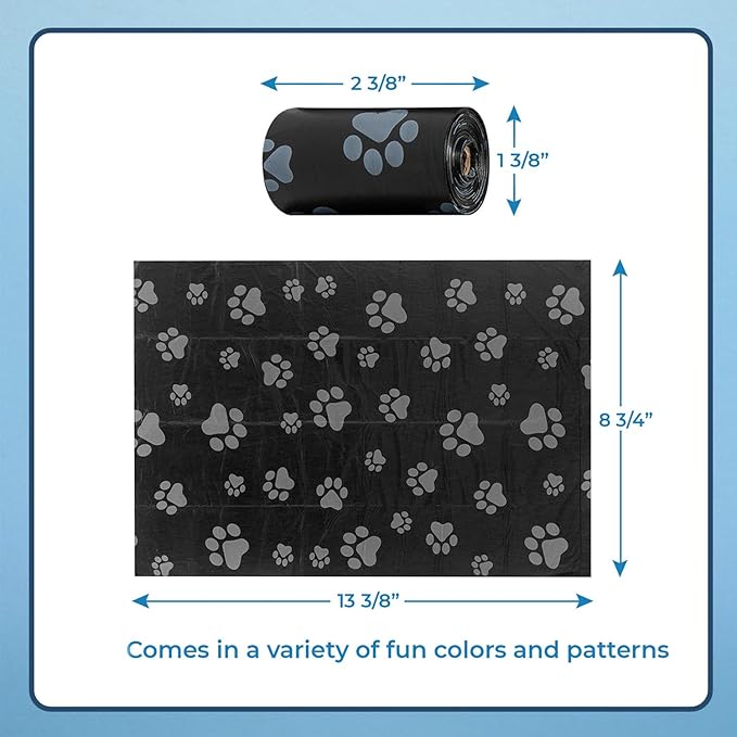 Best Pet Supplies Dog Poop Bags for Waste Refuse Cleanup, Doggy Roll Replacements for Outdoor Puppy Walking and Travel, Leak Proof and Tear Resistant, Thick Plastic - Black, 150 Bags