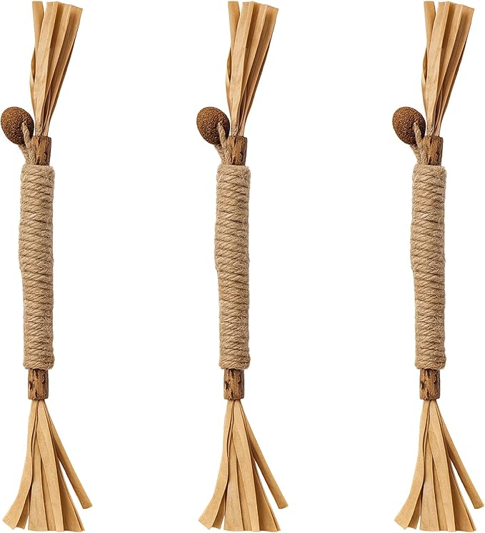 Natural Silvervine Cat Chew Sticks Set of 3-Pieces, Edible Kitten Teeth Cleaning Toys, Dental Care Lick Treats