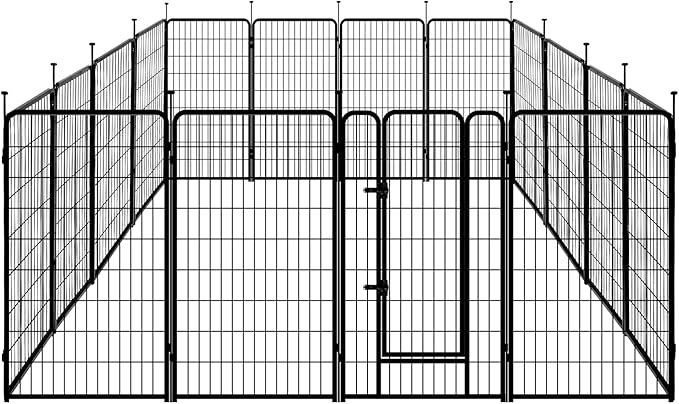 Amazon Basics Dog Playpen, 16 Panels Metal Fence with Door, Foldable for Indoor and Outdoor Use, Suitable for Small to Medium Sized Dogs, 42 Inch Height, Black