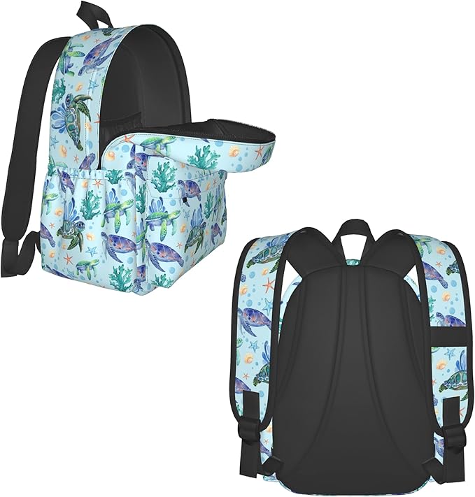 Sea Turtle Backpack for Women 16.7 inch Travel Casual Laptop Backpack Lightweight Waterproof Durable Hiking Daypack