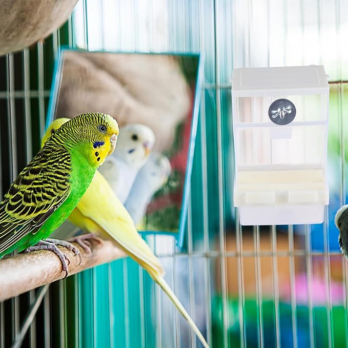 HANABASS Automatic Hanging Bird Feeder with Anti-Spill Feeding Tray Acrylic Seed Feeder for Outdoor Garden Birds and Parrots