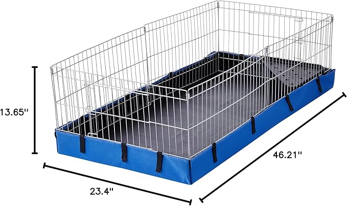 Amazon Basics - Comfortable Indoor-Outdoor Small Pet Guinea Pig Habitat Cage with Canvas Bottom, Blue, 46.65" L x 13.78" W x 23.62" H