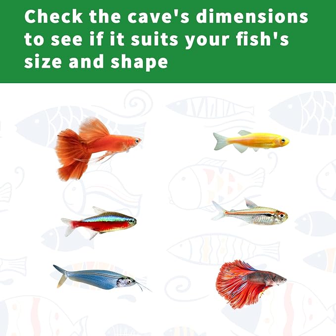 Fish Tank Accessories, Resin Natural-Looking Wood-Like Aquarium Cave, Tunnel Cave & Hideout for Aquarium, Fish Tank Decorations for Guppy, Neon Tetra, Corydoras Catfish, Betta