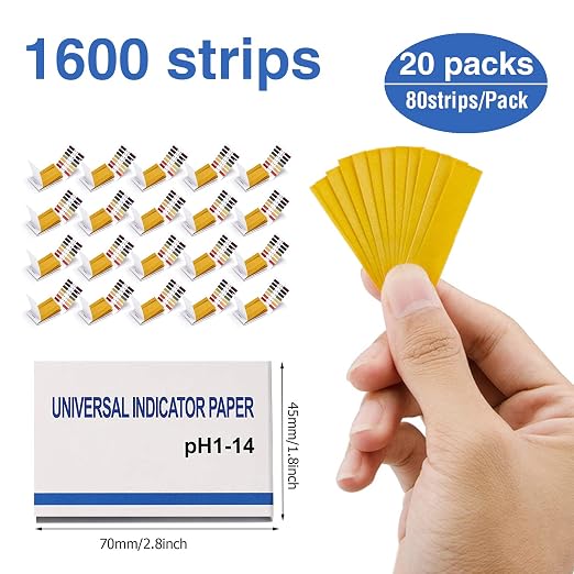 pH Test Strips, 1600 Strips Full Range Soap Making Testing Strips | 1-14 Universal pH Test Paper Litmus Paper pH for Water Wine Saliva Urine Soil 20 Pack pH Strips and 6 Test Pipette Droppers