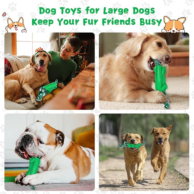 Dog Toys for Aggressive Chewers - Indestructible Dog Chew Toys for Small, Medium, Large Breed to Reduce Pet Anxiety and Boredom and Keep Them Busy