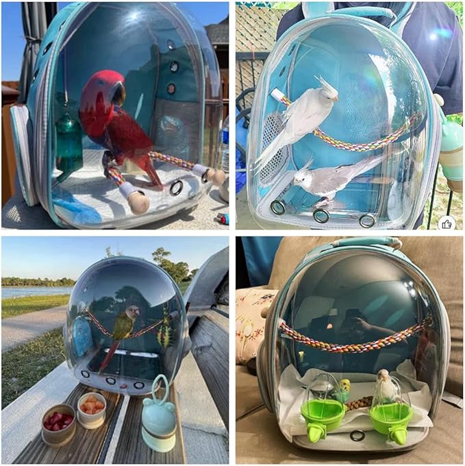 Bird Carrier Cage, Bird Travel Backpack with Stainless Steel Tray and Standing Perch