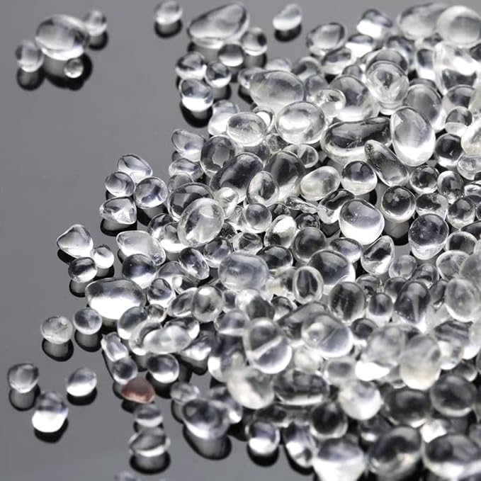 WAYBER 1 Pound Tumbled Sea Glass Pebbles Decorative Glass Stones, Clear | High-Transparency, Lustrous Polished Finish, Non-Toxic Material, Ideal for DIY Crafts & Decorations