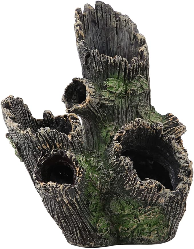Tyenaza Aquarium Driftwood Decoration, Driftwood Resin Crafts Ornament for Aquarium Decoration Fish Tank Wood with Holes & Aquarium Caves Fish Tank Wood Decor(ST-004A)