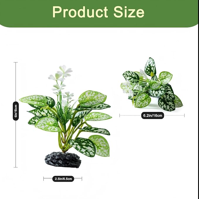 2 Pcs Fish Tank Decorations Plants, Artificial Plant Aquarium Accessories Decor, Goldfish Tank Decor Plastic Realistic Plants
