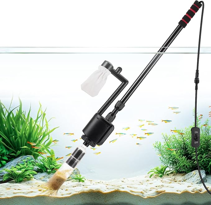 AQQA Electric Aquarium Vacuum Gravel Cleaner, 6 in 1 Fish Tank Vacuum | Automatic Cleaning Tools Kit Water Changer, Multifunction Wash Sand Filter Water Circulation 20W 320GPH 110V