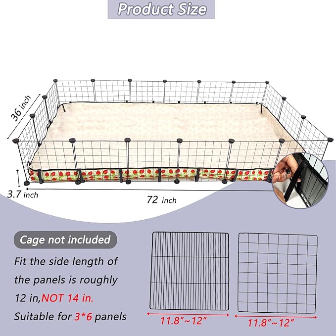 Guinea Pig Cage Liner，Washable Waterproof Oxford Cloth Cage Liners for Small Animals,Hamster Chinchilla Hedgehog Rabbit and Other Small Animals Not Include Cage (36x72 inches)