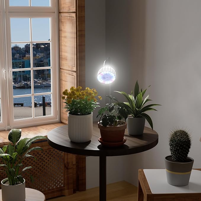 Grow Light,24W (160Watts Equiv) 5000K White Full Spectrum LED Growing Lamp Clip on Desk for Indoor Plants,Bulbs Replaceable & Non-dimmable (Black, 80W)