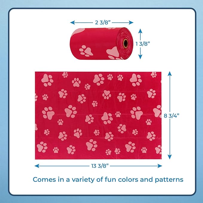 Best Pet Supplies Dog Poop Bags for Waste Refuse Cleanup, Doggy Roll Replacements for Outdoor Puppy Walking and Travel, Leak Proof and Tear Resistant, Thick Plastic - Red, 240 Bags