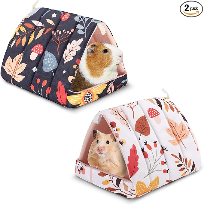 2 Pcs Guinea Pig Hideout Guinea Pig Tunnel Bed Washable Small cage Accessories for Little Bunny Hamsters Hedgehog Ferret Chinchilla and Other Small Animals,2 Styles, 7.9 Inches