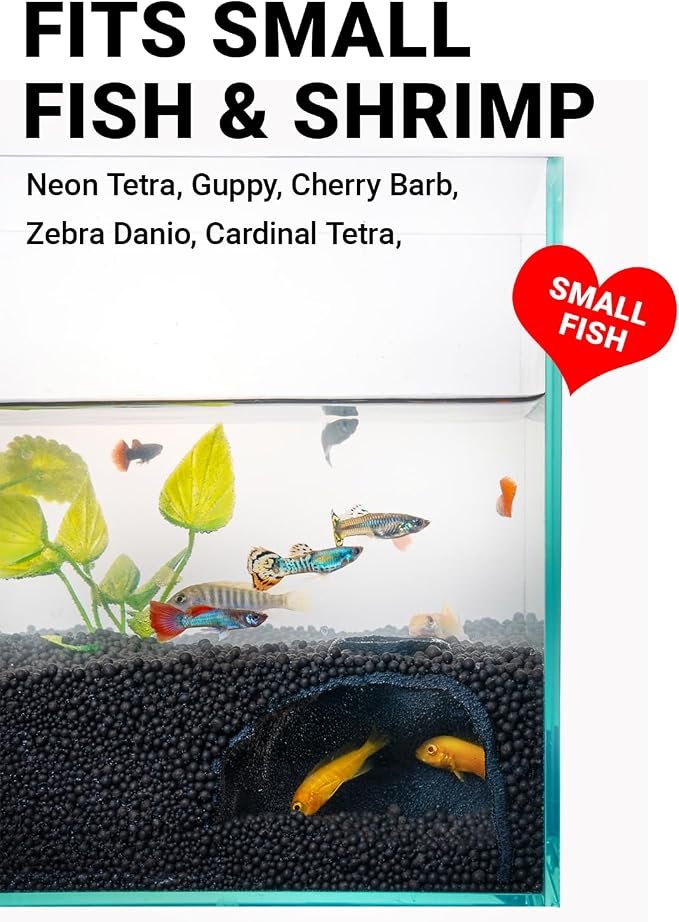 Aquarium Cave – Rock Texture Fish Shelter with 180° Viewing Angle, Betta Fish Tank Accessories, Shrimp & Snails – Aquarium Decor & Tunnel (Black)