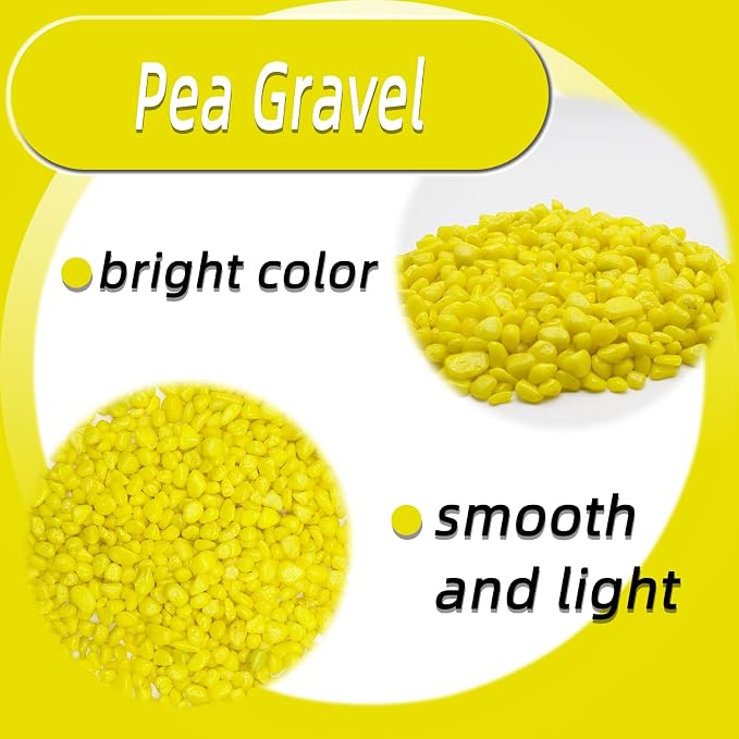Yellow Pebbles for Crafts, 0.9 Pound Natural Polished Aquarium Gravel, Decorative Pebbles for Indoor Plants, Turtle Tank, Vase, Succulents Cactus, Garden Landscaping (Pack of 3)