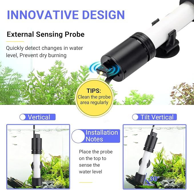 hygger ECO Precise Aquarium Submersible Heater, 300W for 40-60 Gallon Fish Tank Heater with Digital Display Adjustable Controller for Saltwater Freshwater