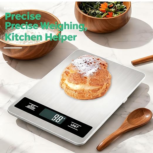 Digital Pet & Kitchen Scale 15kg/33lb, Stainless Steel Platform Food Scale with High Precision 1g/0.04oz, Gram Ounces Conversion, LCD Display, Easy Clean for Cooking Baking Shipping & Pet Weight