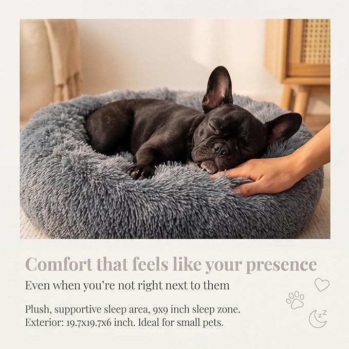 Small Calming Dogs Bed for Small Dogs Anti-Anxiety Machine Washable Fluffy Luxury Anti-Slip Waterproof Mute Base Warming Cozy Soft Pet Puppy Round Bed