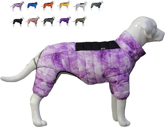 Micai Warm Dog Coat - 4 Legs Covered Waterproof Windproof Reflective Vest, Zippered Adjustable Outdoor Snow Jacket for Small Medium Large Dogs - Purple XXXXL