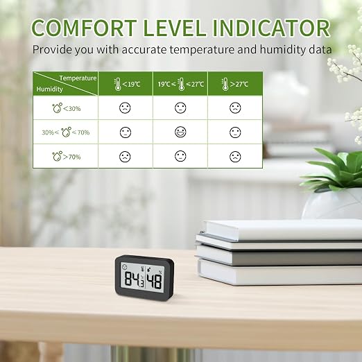 Mini Hygrometer Indoor Thermometer, Humidity Gauge with ℃/℉ Switch, Humidity Meter Digital Temperature Monitor for Greenhouse Babyroom Cellar Reptile Incubator Closet (4)