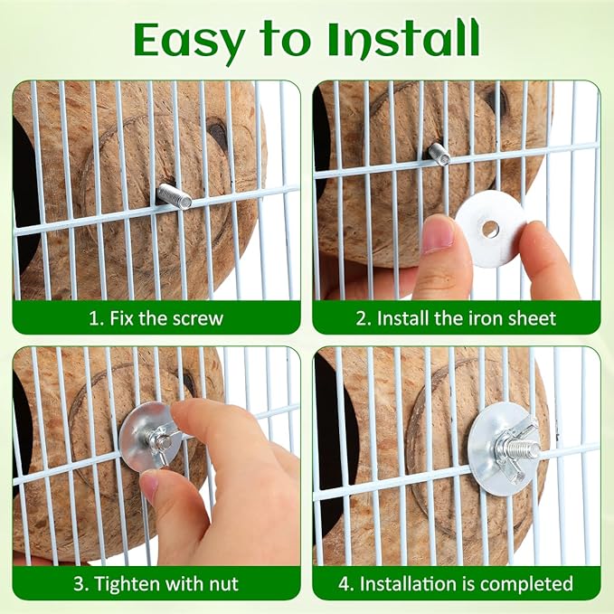 Balacoo Coconut Bird Nest for Cage: Natural Coconut Shell Parakeet Nesting Box, Parakeet Breeding Hut - Bird Cage Accessories for Budgies Cockatiel Conure Lovebirds