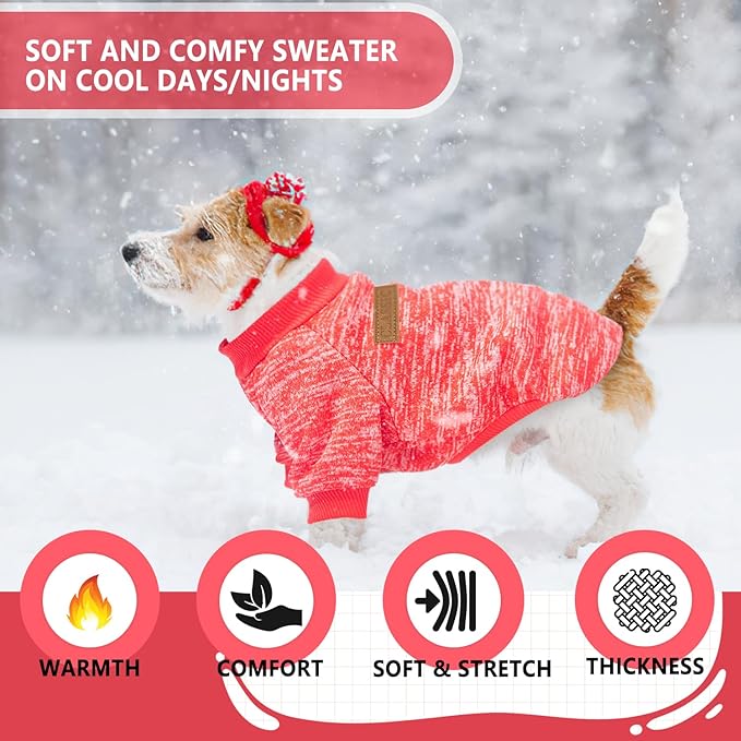 2 Pieces Dog Sweaters for Small Dogs Fall Winter Dog Clothes Female Fleece Puppy Sweaters Warm Thick Outfit Pet Small Sweater for Boy Girl Dogs Teacup Yorkie Chihuahua,XXS
