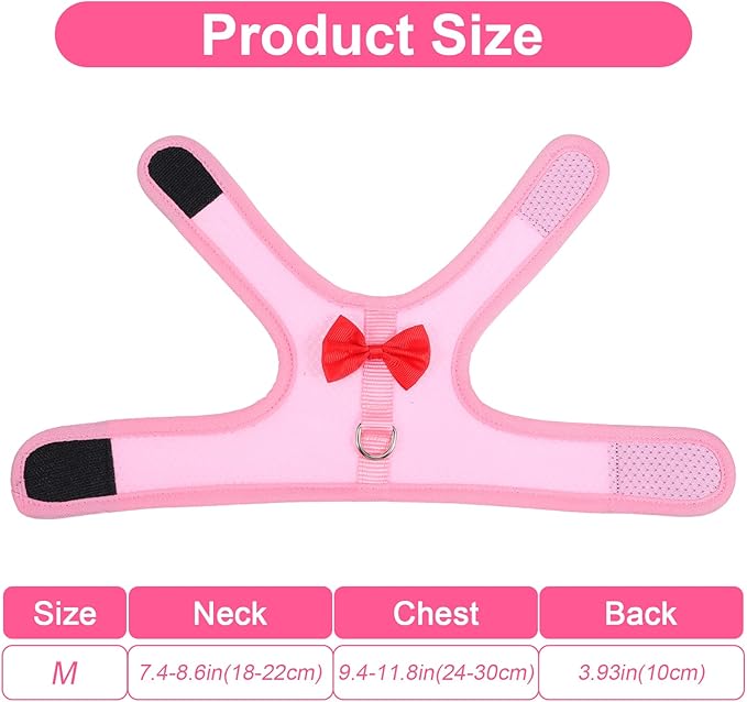 Breathable Rabbit Harness and Leash Set, Rabbit Harness and Bunny Leash Set, Soft Breathable Mesh VestHarness for Rabbits, Kitten, Ferret, Small Pig, Puppy, Small Pets (Pink,M)