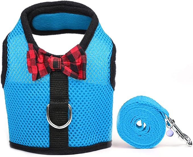Rypet Ferret Harness and Leash - Soft Mesh Small Pet Harness with Safe Bell, No Pull Comfort Padded Vest for Guinea Pig, Hamster, Rats and Similar Small Animals