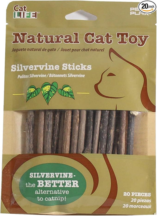 Penn-Plax Cat-Life Silvervine Sticks for Cats – Natural Chew Toy – The Better Alternative to Catnip – 20 Pieces per Pack