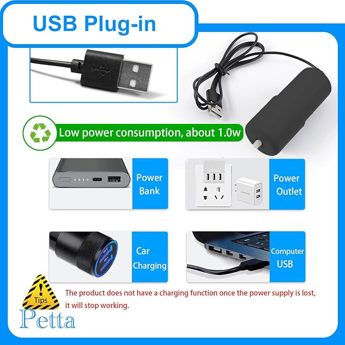 USB Air Pump for Aquarium, Quiet Mini Oxygen Air Pump with 1 Sponge Filter, 1 Air Stone for Shirmp Nano Fish Tank & Transporting Aquatic PA152-3